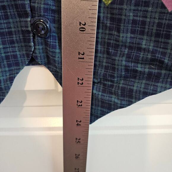 Vintage 90s Handmade Vest Women Large Blue Button Plaid Fall Preppy Granny Retro - Picture 7 of 7